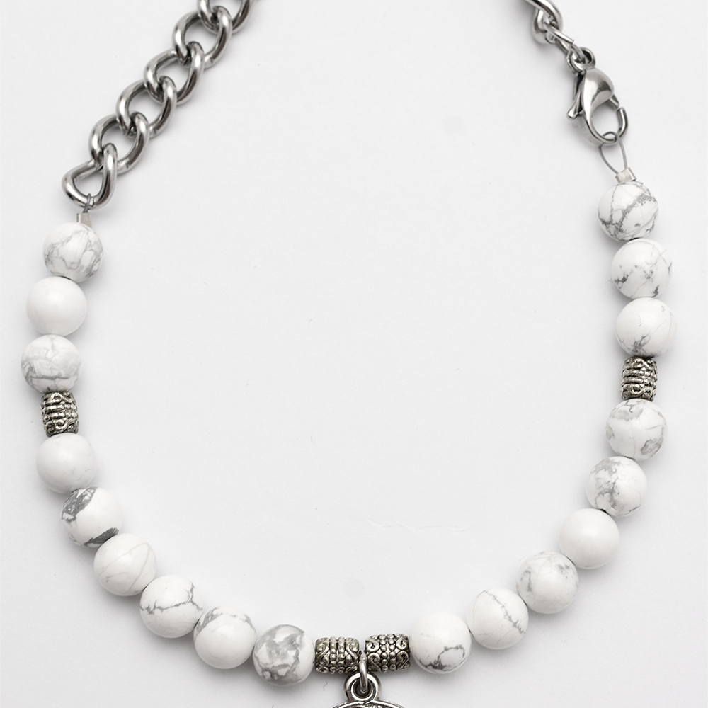 White Howlite Beaded Belly Chain