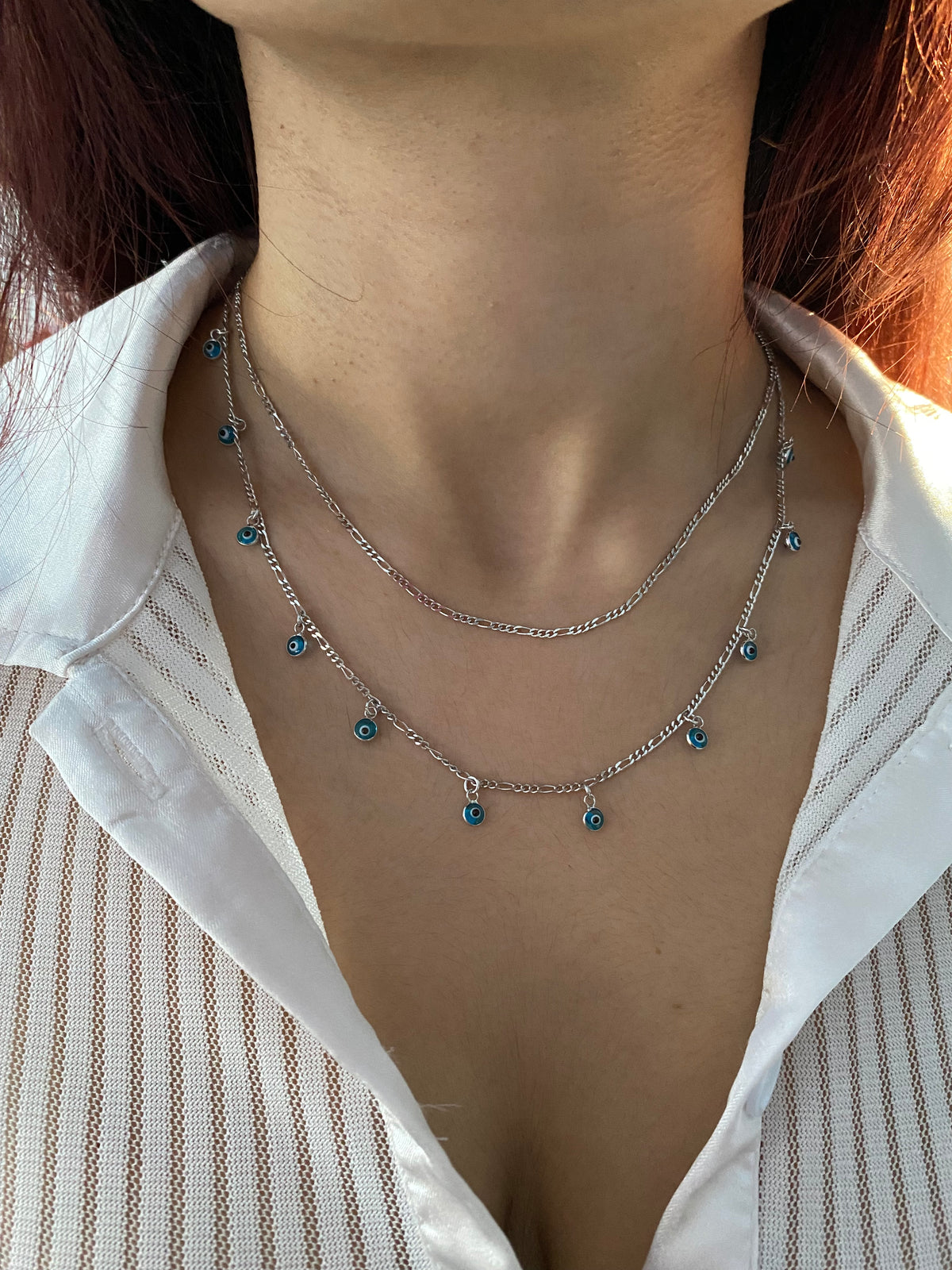 Evil Eye Layered Charm Necklace