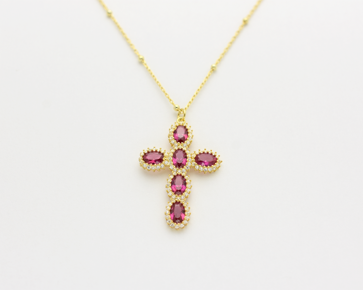 Ruby Cross Necklace