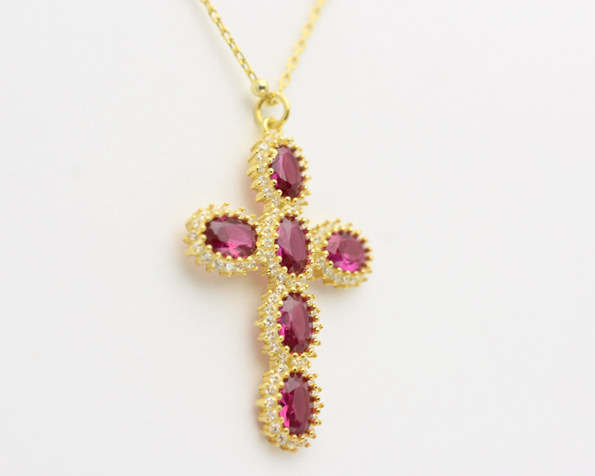 Ruby Cross Necklace