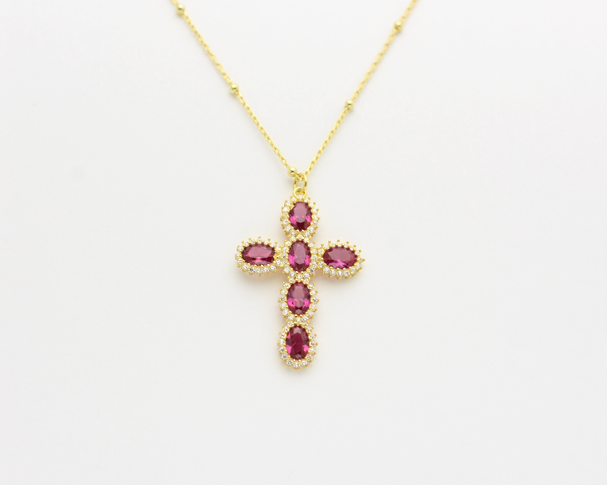 Ruby Cross Necklace