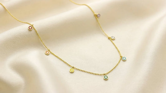 Rainbow Evil Eye Station Necklace