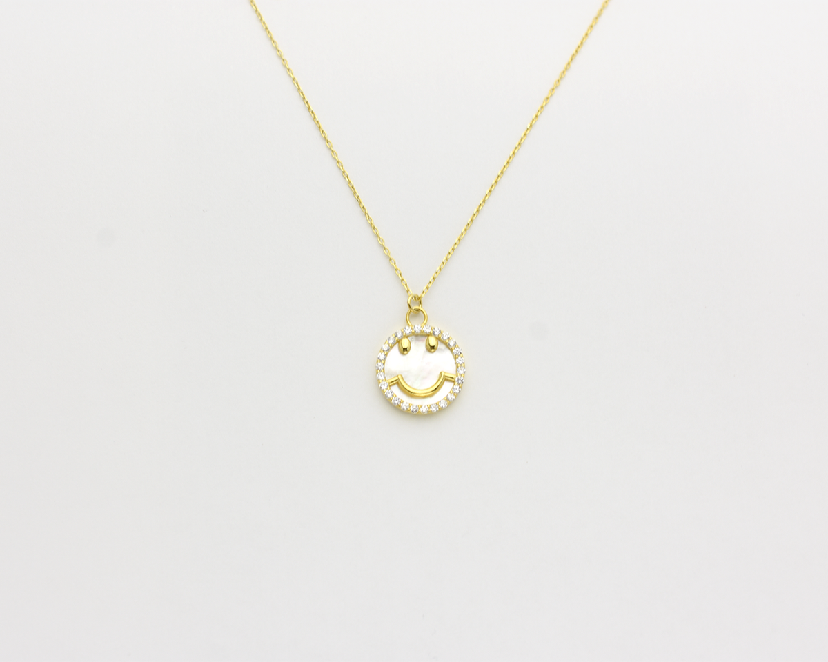Smiley Face Necklace - Mother of Pearl