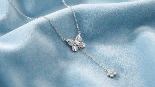 Butterfly Flower Lariat Necklace