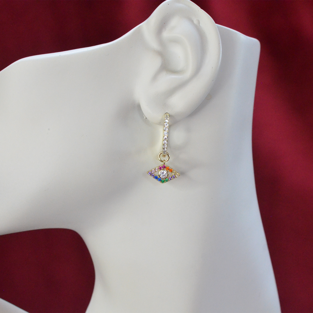 Rainbow Evil Eye CZ Hoops
