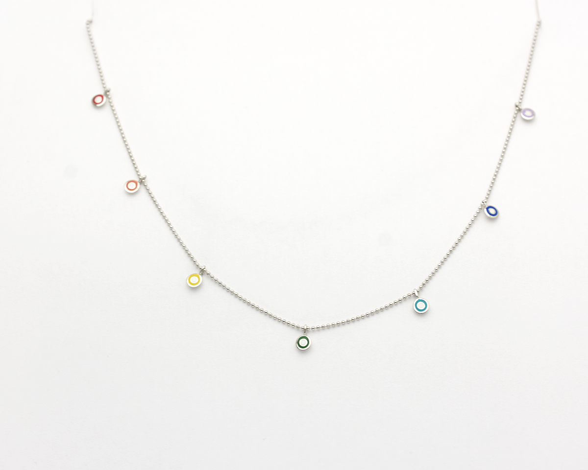 Rainbow Evil Eye Station Necklace