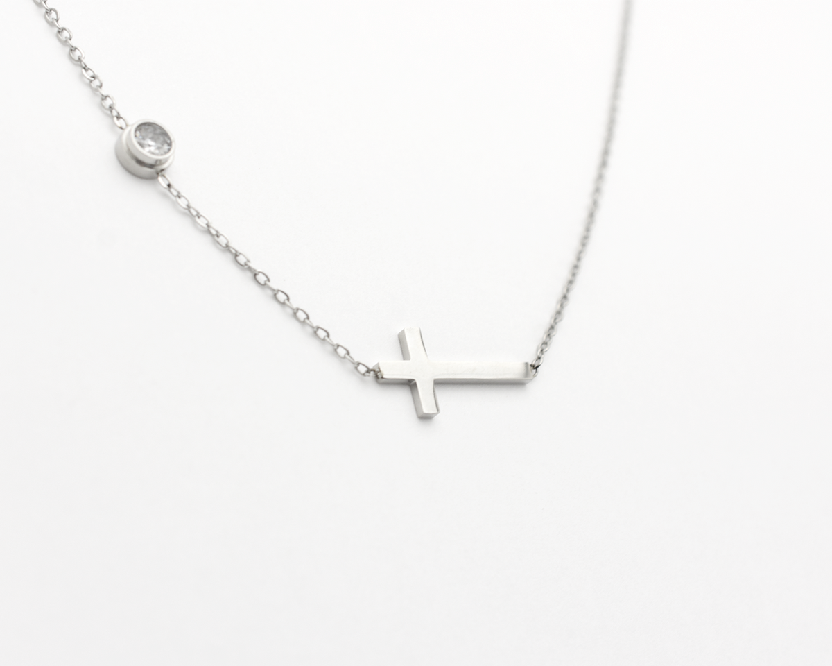 Sideways Cross Necklace