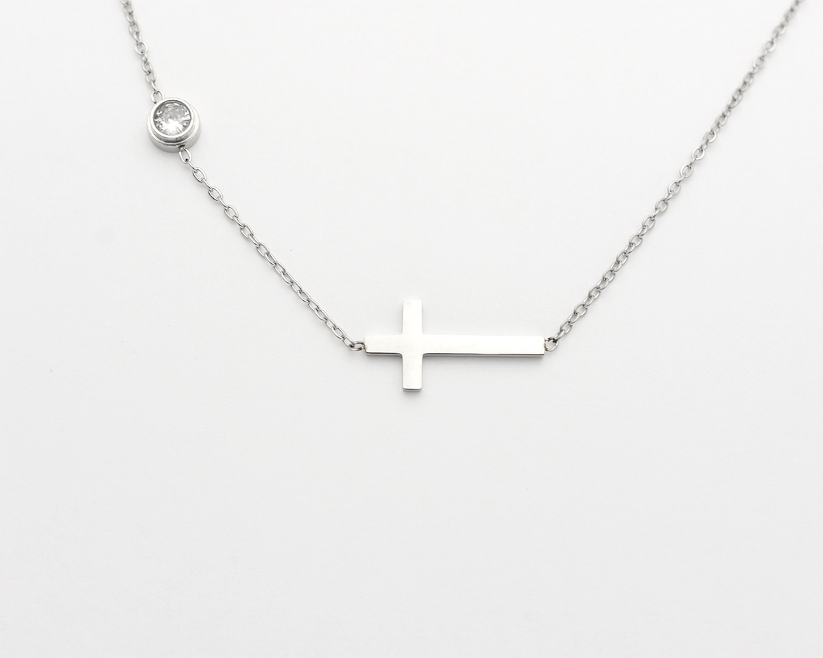 Sideways Cross Necklace