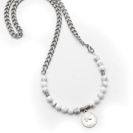 White Howlite Beaded Belly Chain
