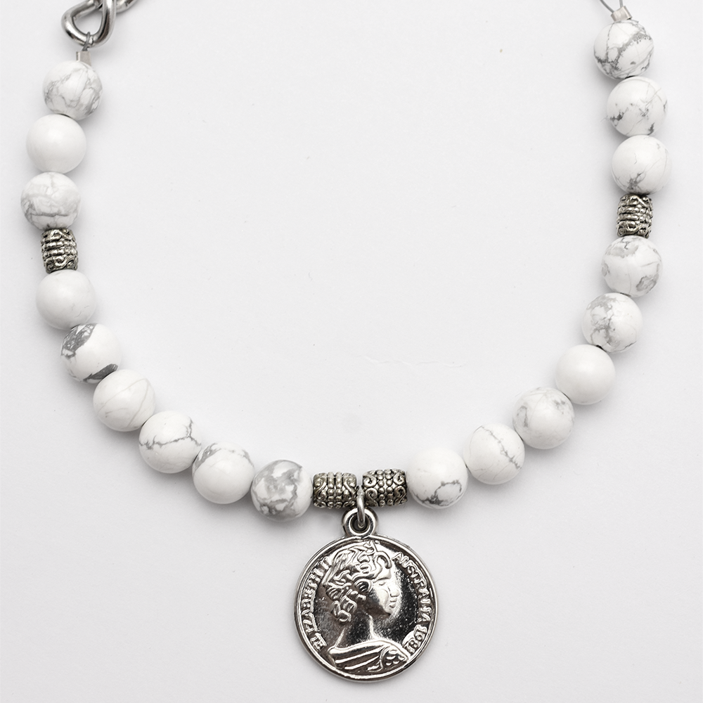White Howlite Beaded Belly Chain