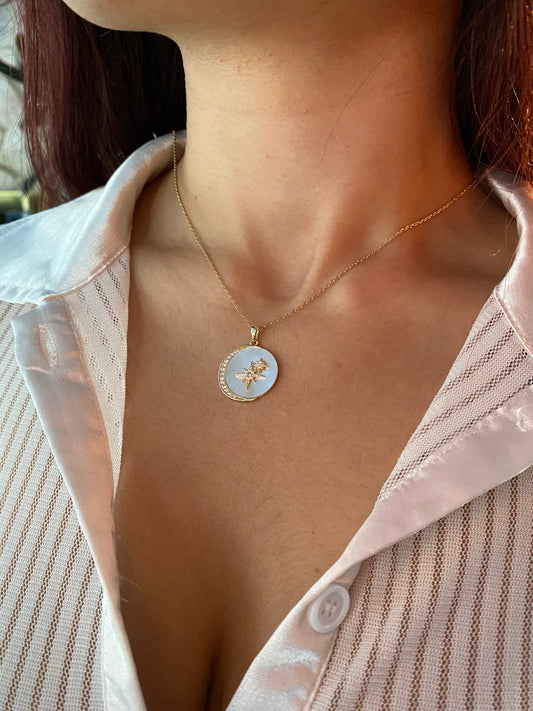 Mother of Pearl Moon Necklace