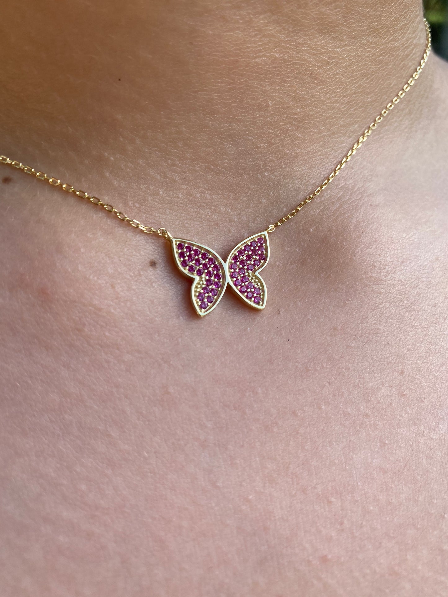 Pink Butterfly Necklace