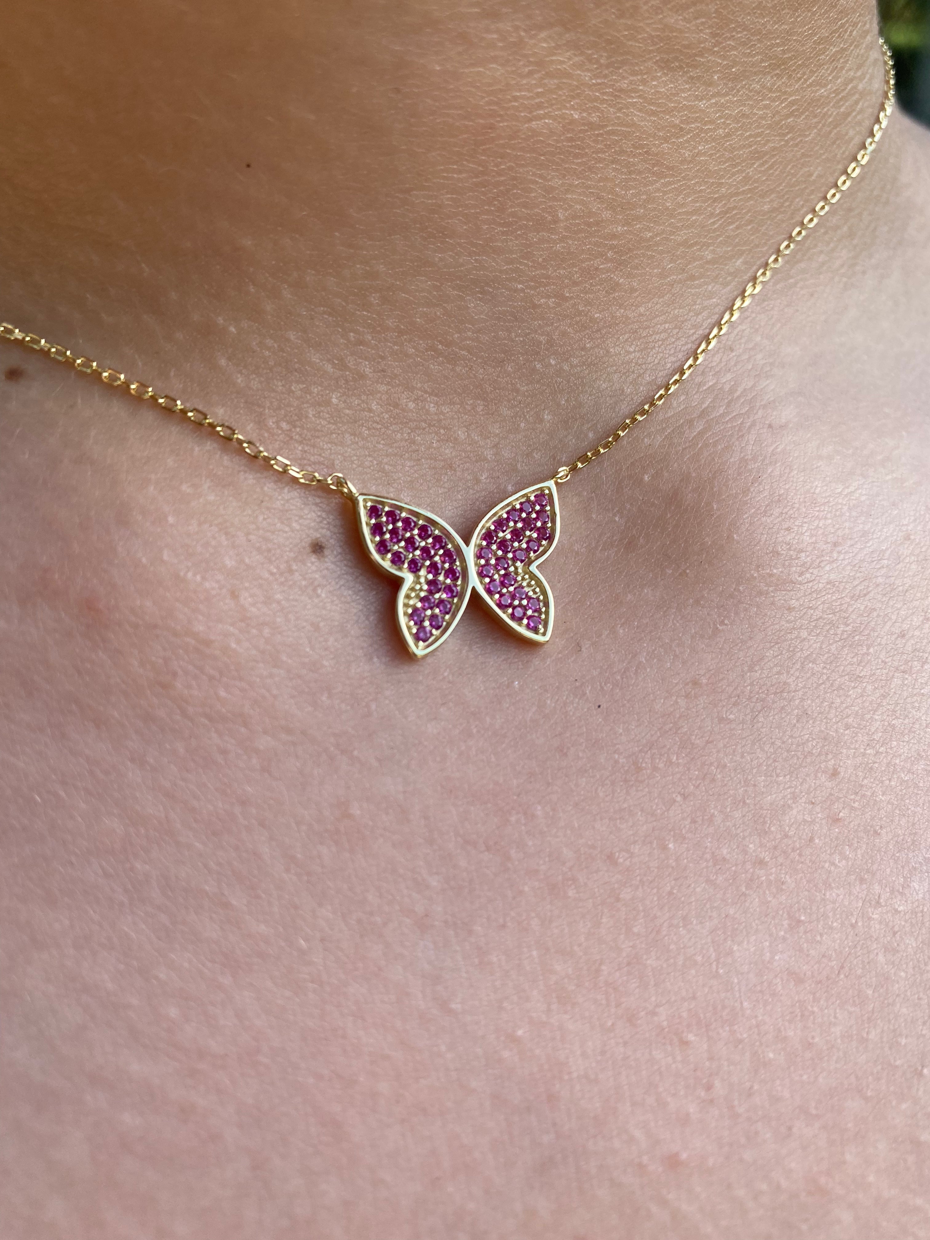 Pink Butterfly Necklace